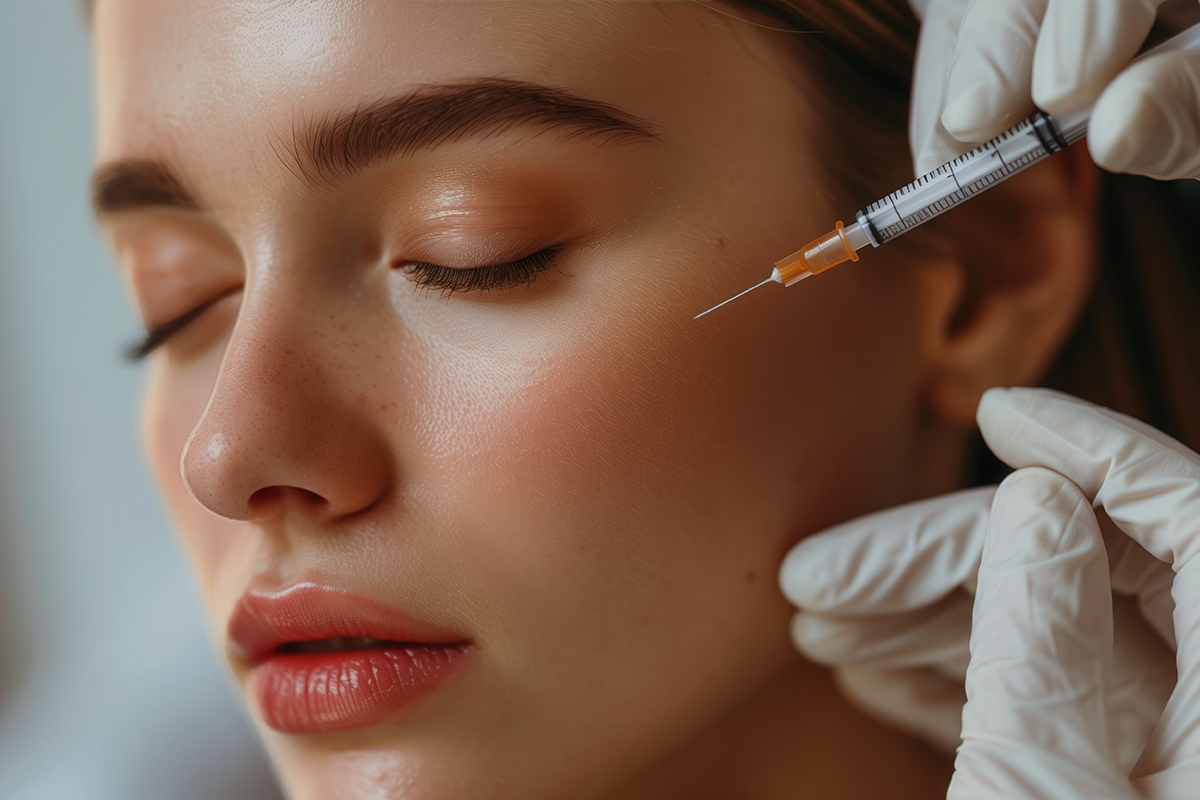 Woman with facial treatment in aesthetic clinic