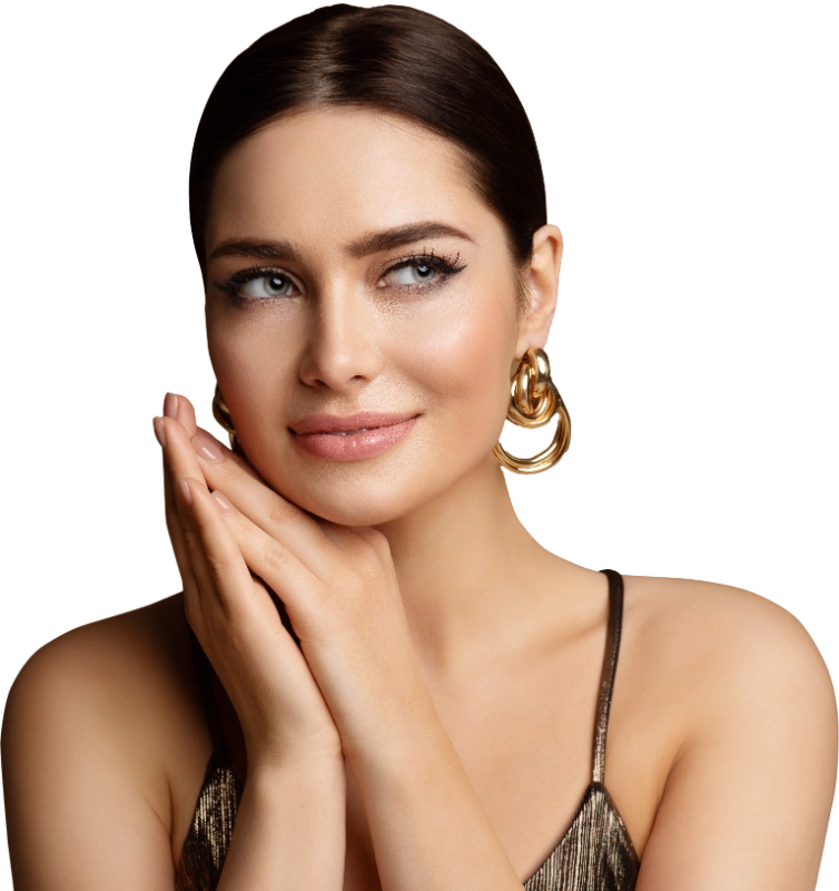 gorgeous woman in gold jewlery tao wellness med spa