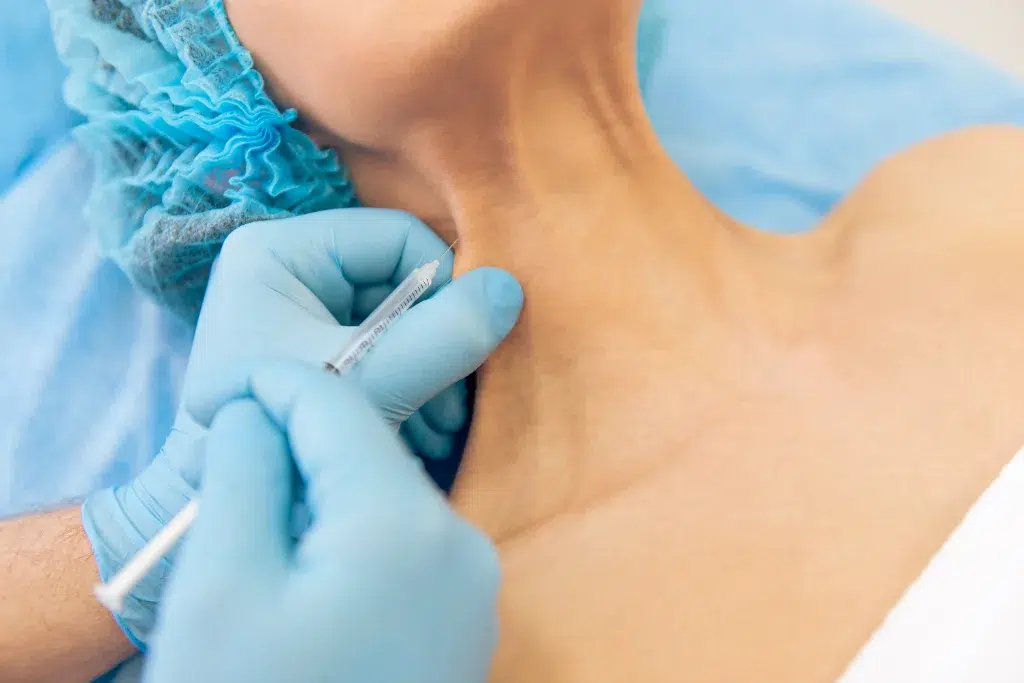 Botox neck injection treatment for skin tightening procedure